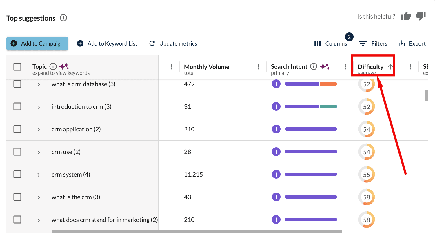 how to filter keywords by difficulty in Moz Keyword Explorer
