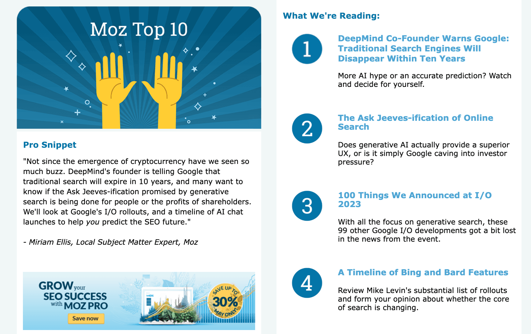Moz top10 newsletter