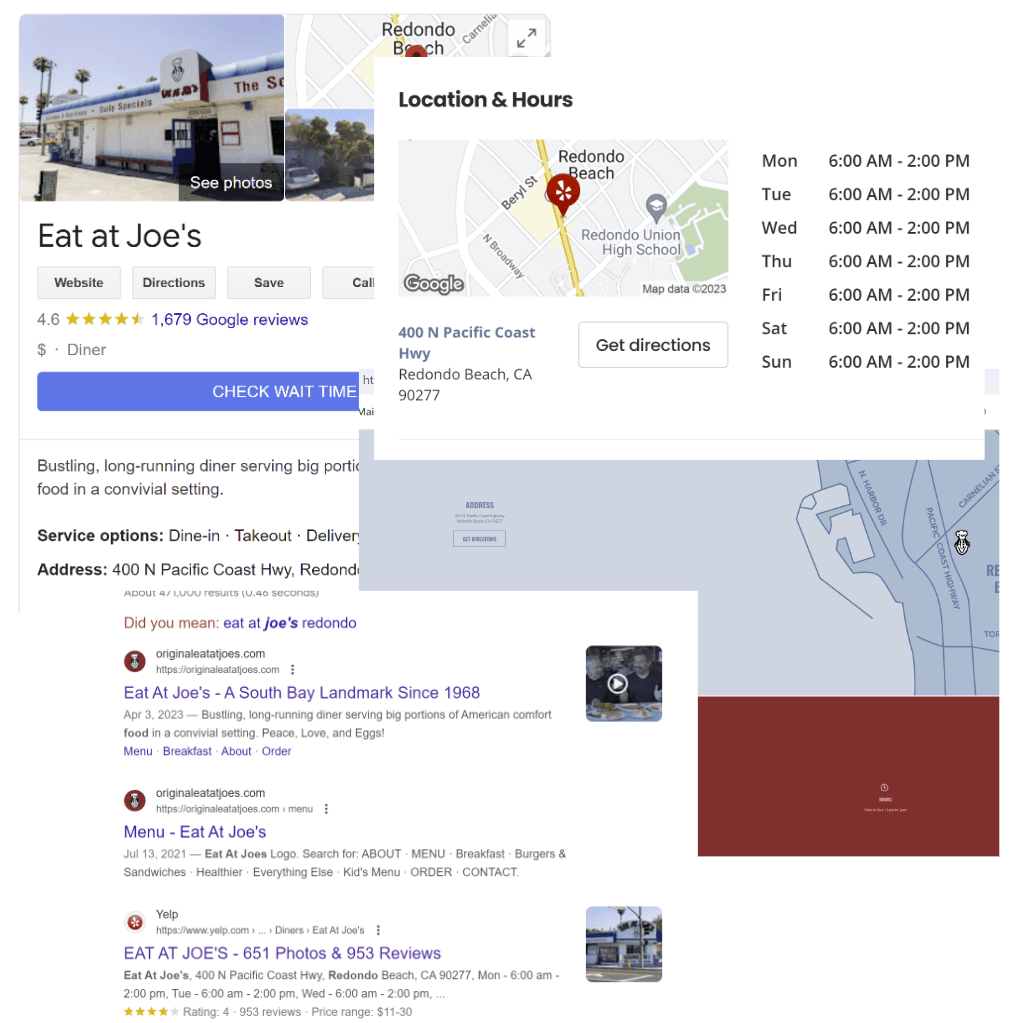 A collage of different places around the web in which a local business' contact information must be accurate.