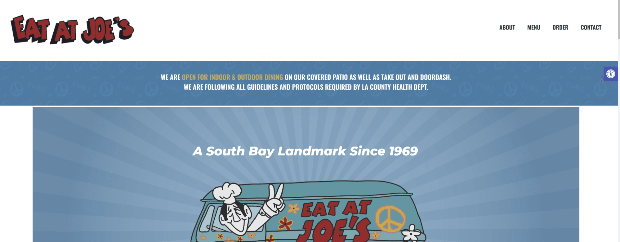 A diner's website had just a few links for things customers most need to do.