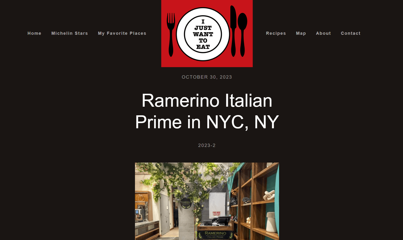A regional food blogger writes about a local Italian restaurant.