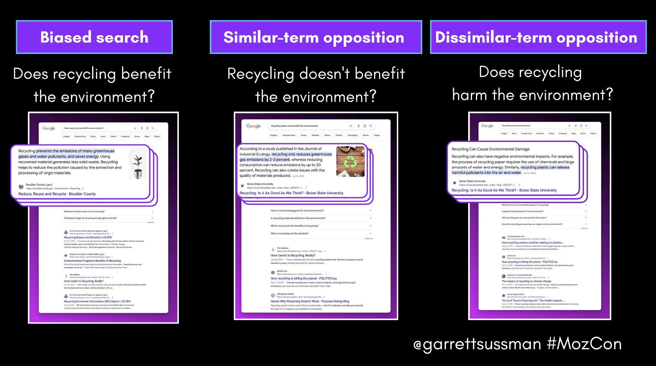 An example of confirmation bias in search