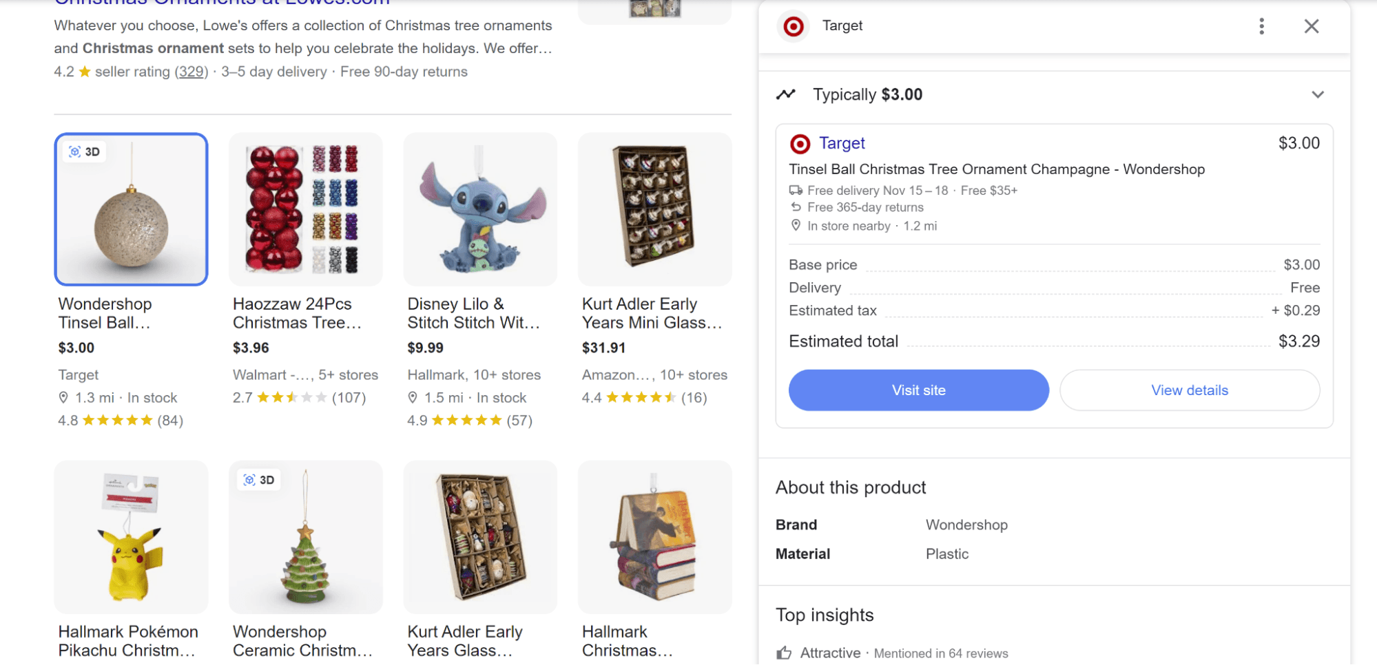 product block pop-ups direct the user to visit the website, rather than being directly transactional