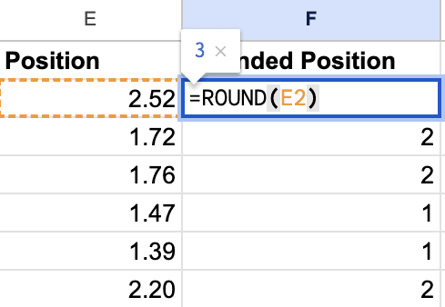 Rounding formula in Google Sheets