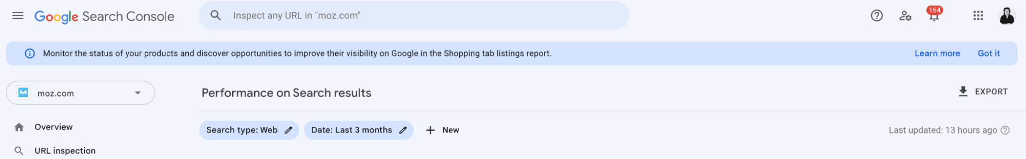 Google Search Console data