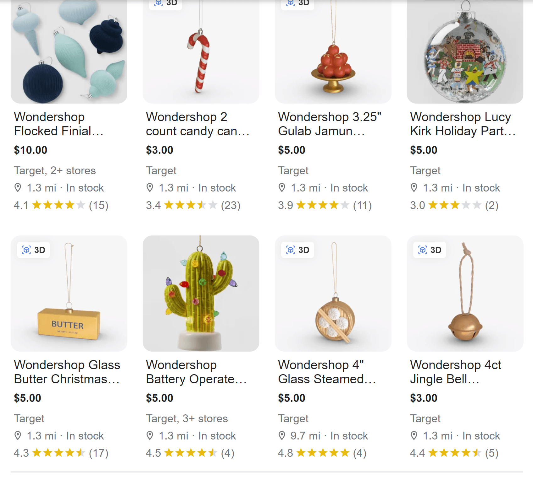 a product block entirely devoted to inventory at Target