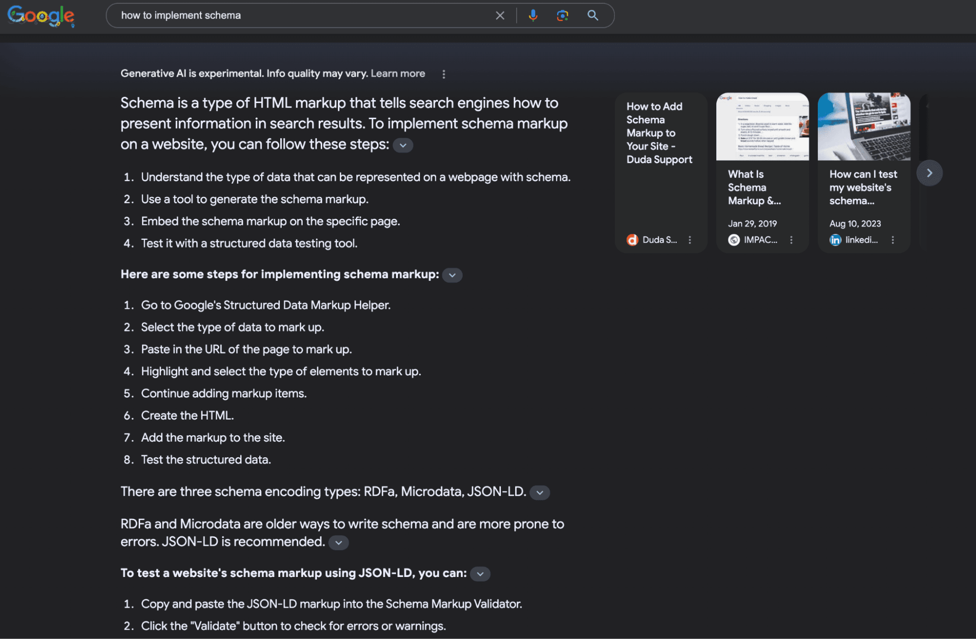Google SGE with multiple links