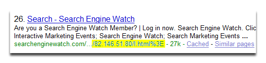 Search Engine Watch spam result