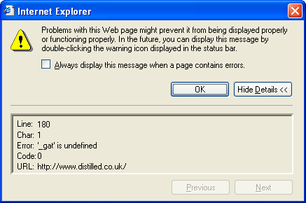 JavaScript error in Internet Explorer