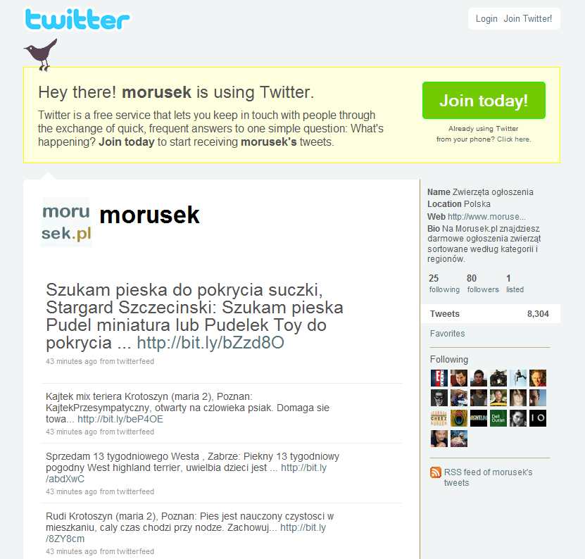 Morusek profile at Twitter