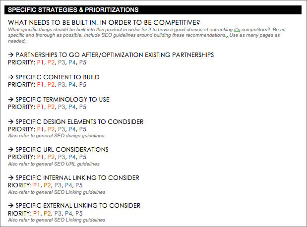 Section in SRD for Specific Strategies based on research