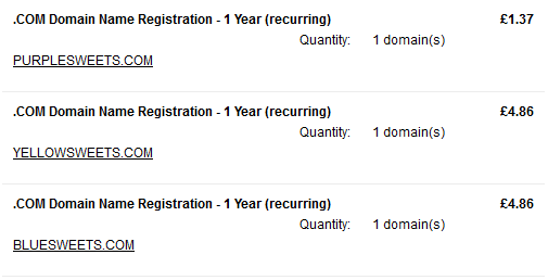 GoDaddy Receipt