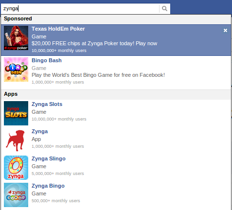 Facebook Sponsored Search Results
