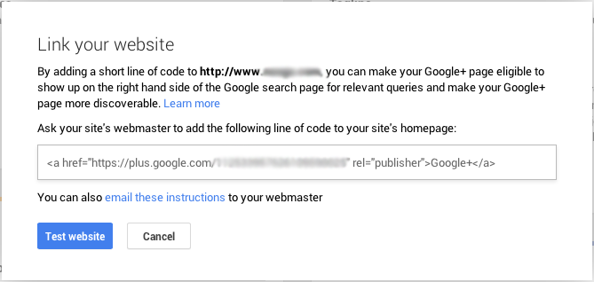 Link your website on Google+