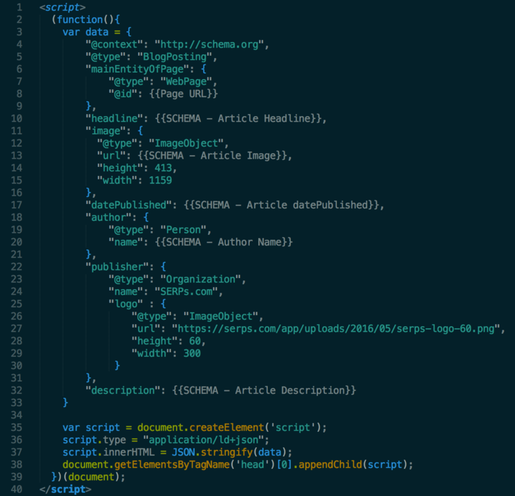 google tag manager json-ld insertion script with dynamic variables