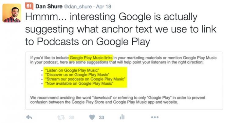 Tweet from Dan
